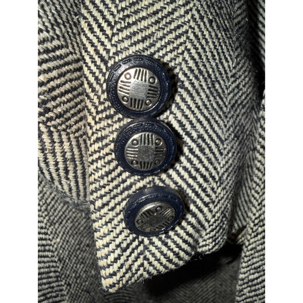 Circle S Western Herringbone Sport Coat Blazer Grey Black Suede Yoke Silk 48L - Picture 9 of 12